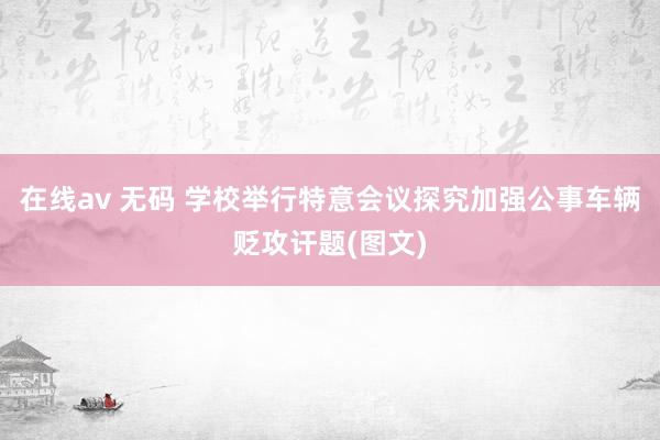 在线av 无码 学校举行特意会议探究加强公事车辆贬攻讦题(图文)